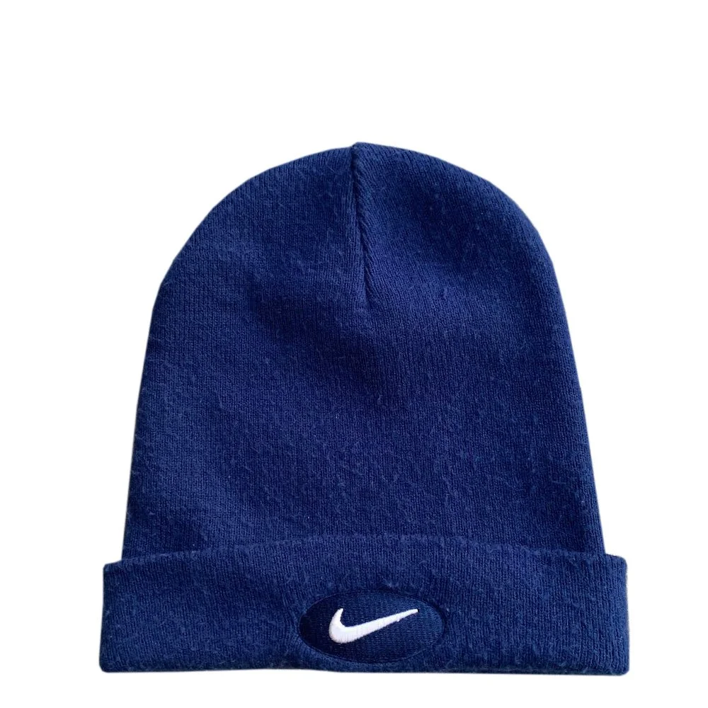 00s vintage nike cotton beanie hat Vintage Nike Swoosh Navy